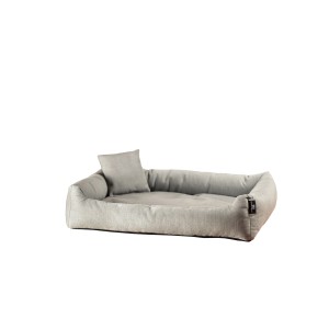 Graues Rohrschneider Kuschelsofa Größe 3 für Haustiere mit Kissen.