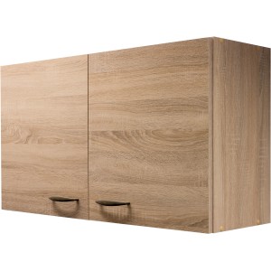 Flex-Well Classic Oberschrank, 100 cm, Oslo Sonoma Eiche, Küchen-Hängeschrank mit zwei Türen.