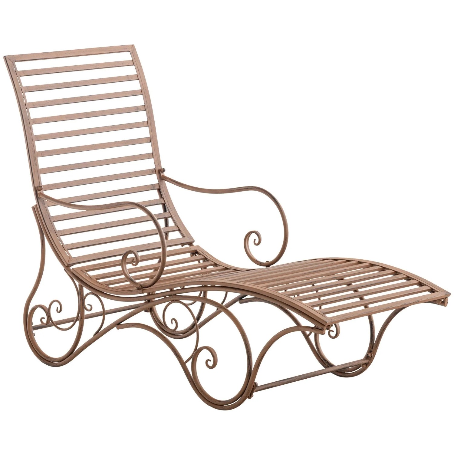DELUKE Gartenliege SENTA Antik 58x140x101cm Metall Antik-Braun Sonnenliege Strandliege