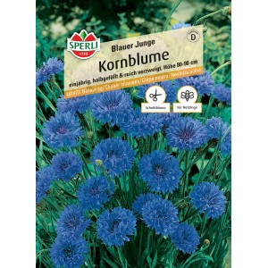 Samenpackung Sperli Kornblume Blauer Junge mit blauen Blüten.