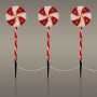 3er Set LED Lollipop-Weihnachtsdeko für außen, 60 LEDs, 3m, 8 Modi, rot/weiß