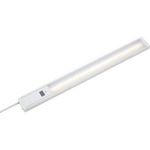 Weiße LED-Unterbauleuchte mit kaltweißem Licht für Küchen und Arbeitsbereiche.