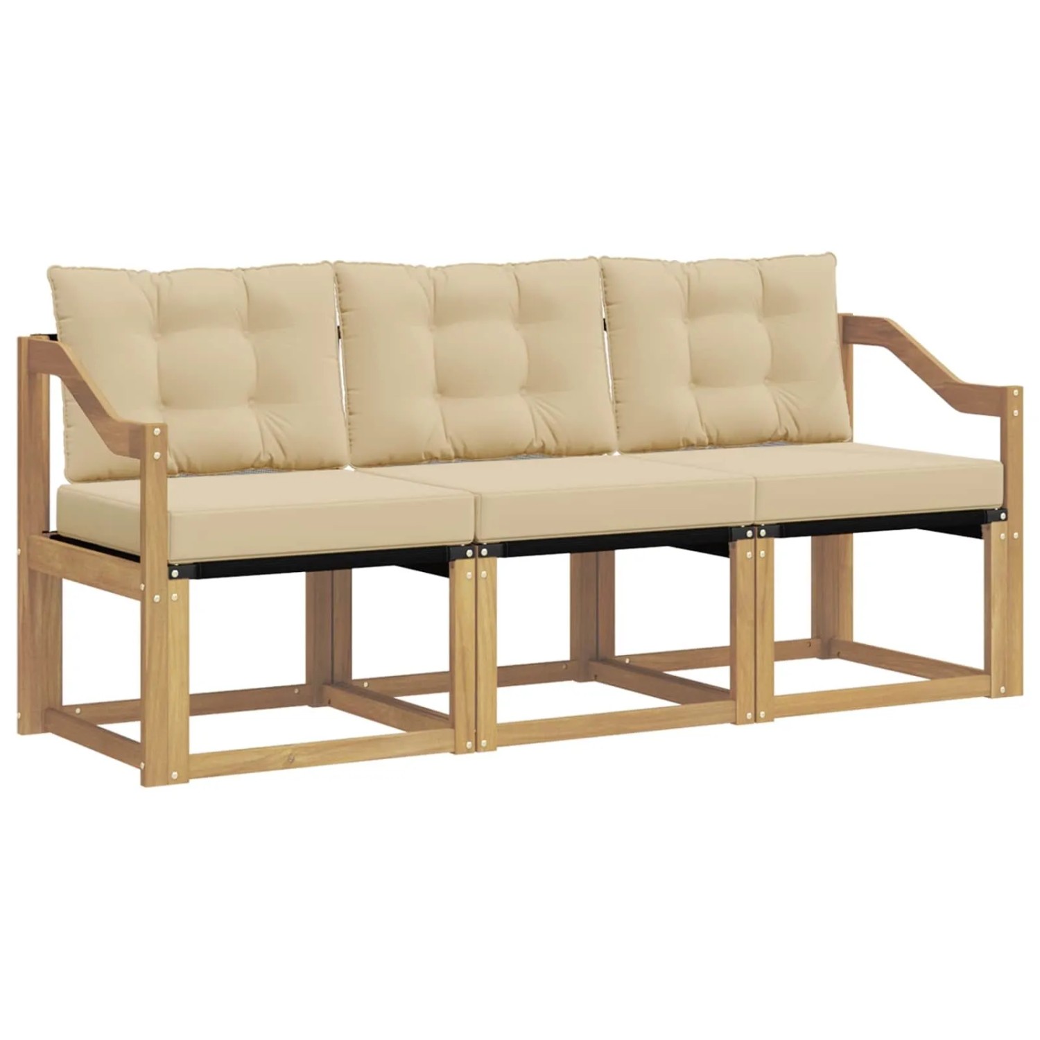 vidaXL Outdoor-Sofagarnitur mit Kissen 3-Tlg Weiß und Beige 3389175