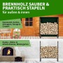 TTL GARDEN Kaminholzregal S mit Holz, pulverbeschichteter Stahlrahmen, für Innen und Außen.