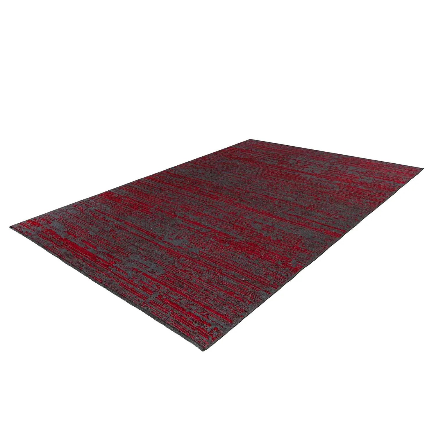 Roter Kurzflor Teppich (120x170 cm) im modernen Design mit Used-Look.