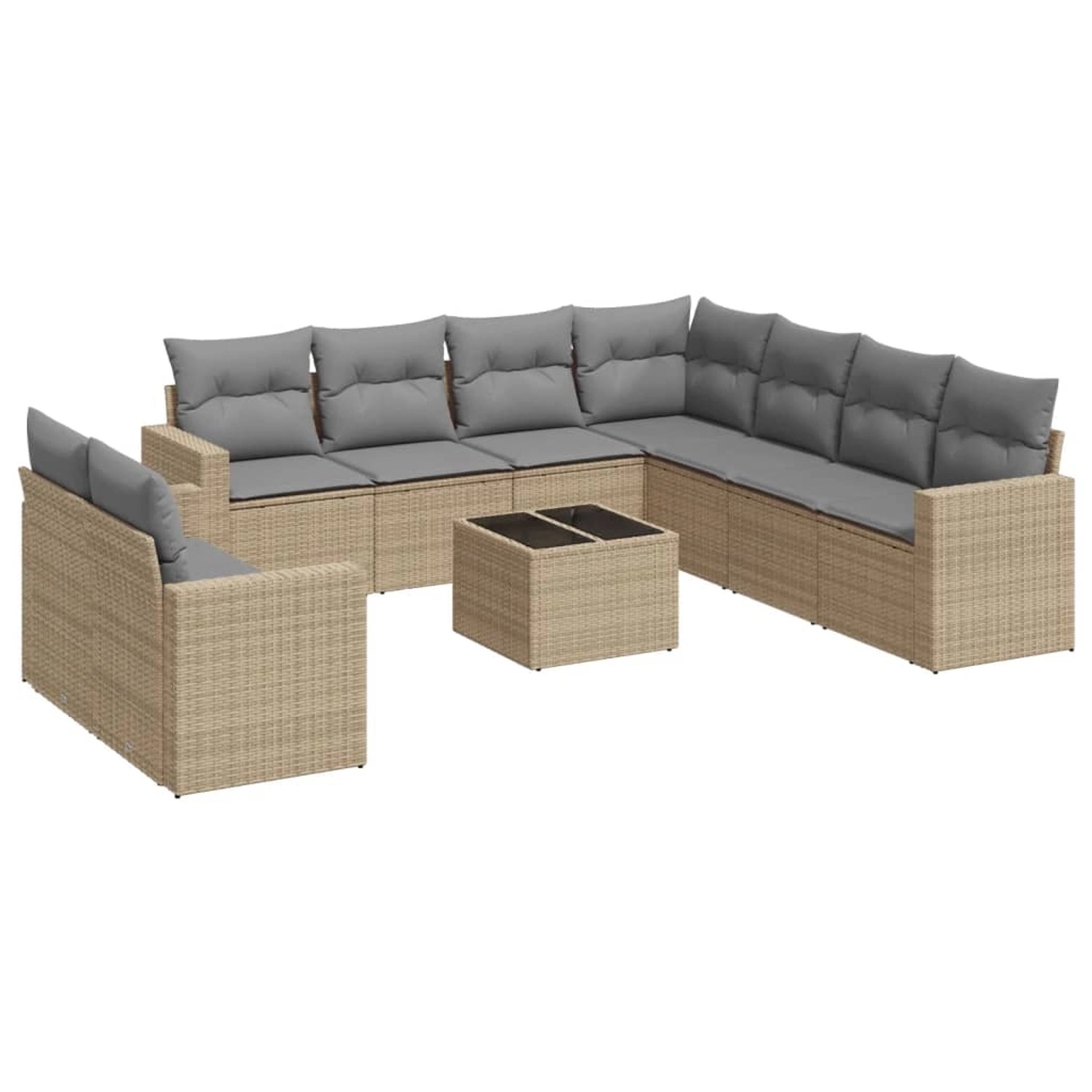 vidaXL 10-Tlg Garten-Sofagarnitur mit Kissen Beige Poly Rattan 3219149 günstig online kaufen