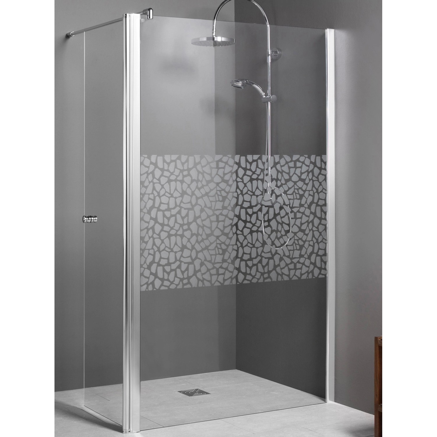 Breuer Walk-In Entra mit beweglichem Eckelement Chrom Terrazzo 120 cm günstig online kaufen