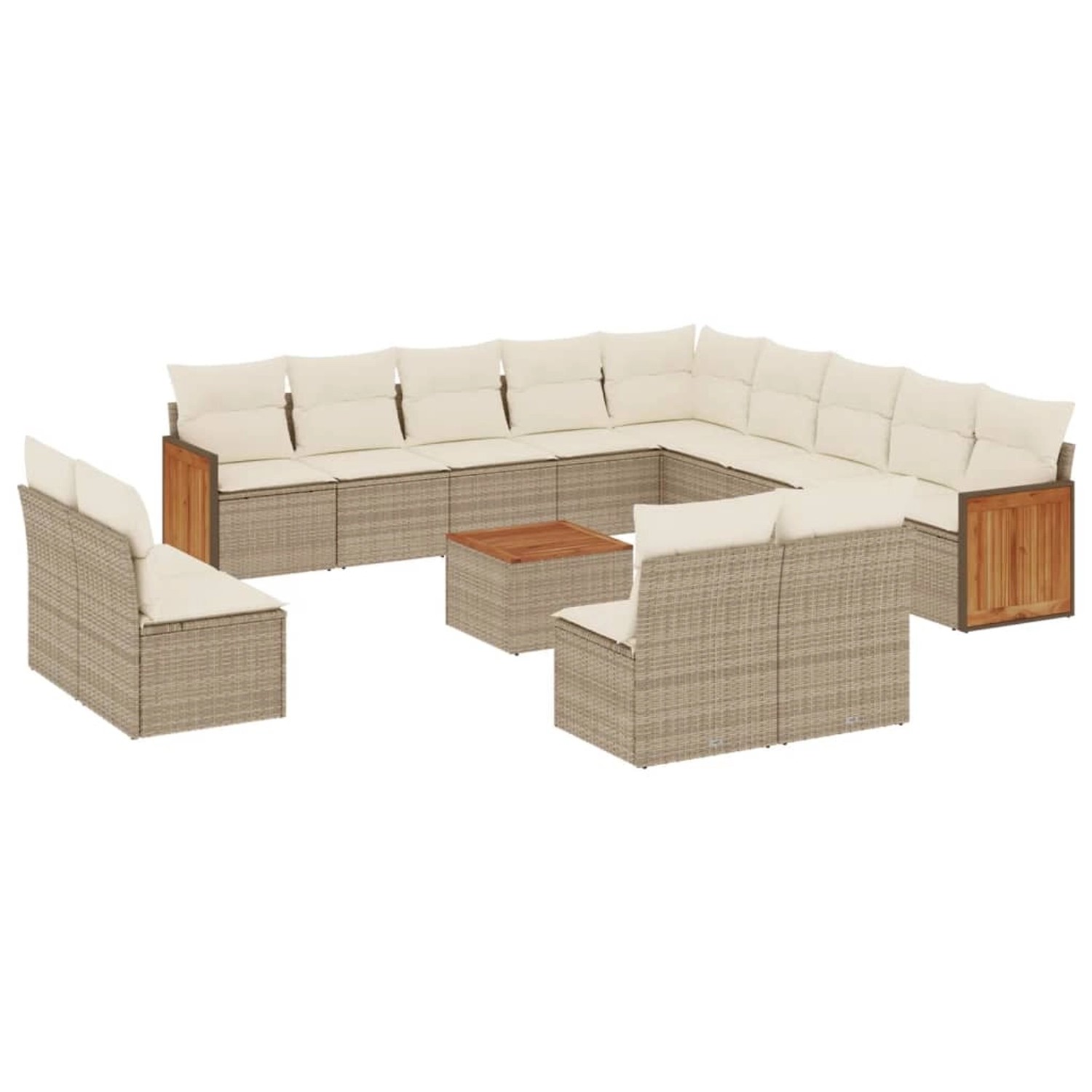 vidaXL 14-Tlg Garten-Sofagarnitur mit Kissen Beige Poly Rattan 3228172 günstig online kaufen
