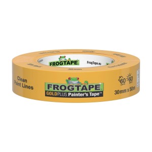 FrogTape Feinkrepp-Malerband Essential, 30 mm x 50 m Rolle, goldfarben.