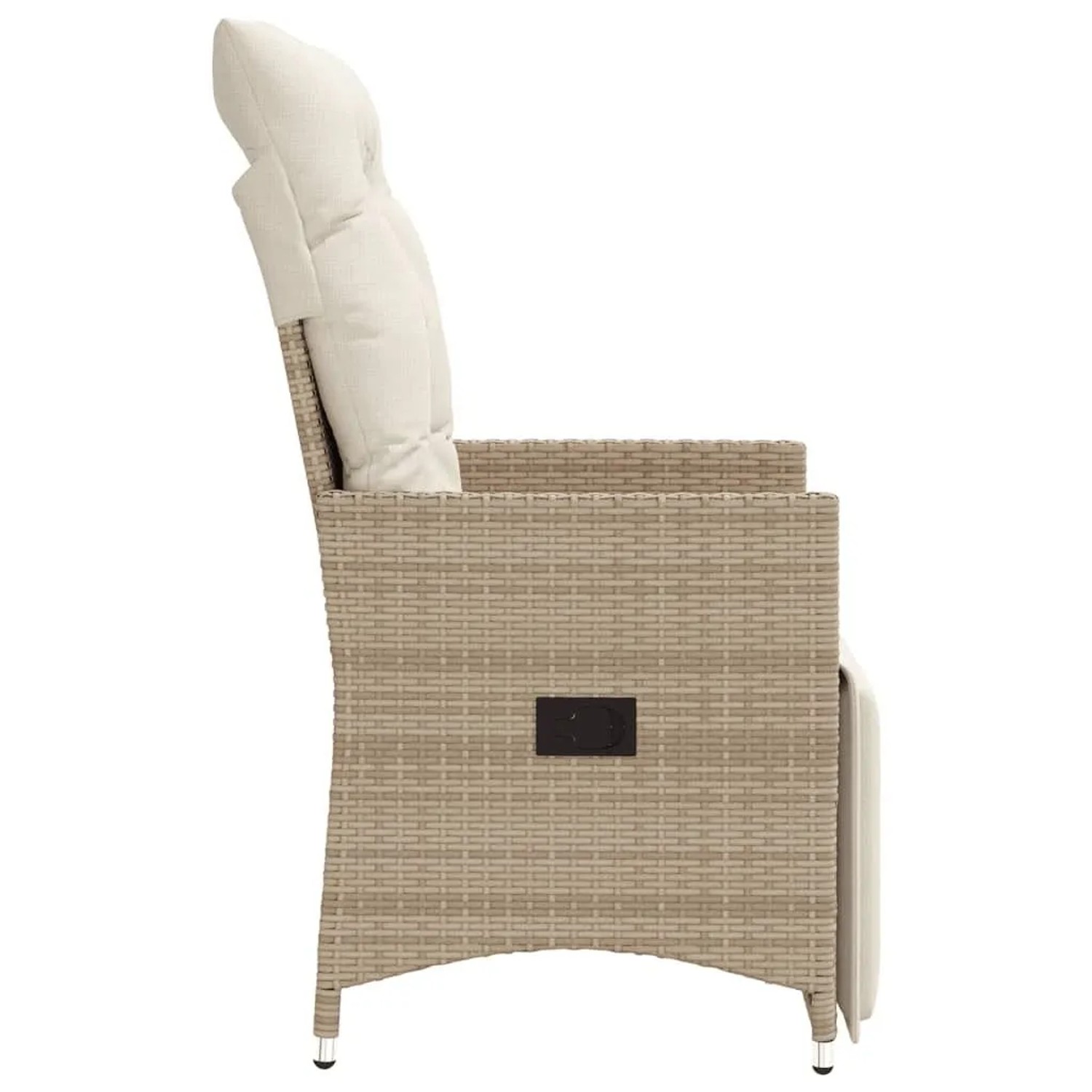 Beiger, verstellbarer Gartensessel aus Rattan mit Kissen (2er-Set).