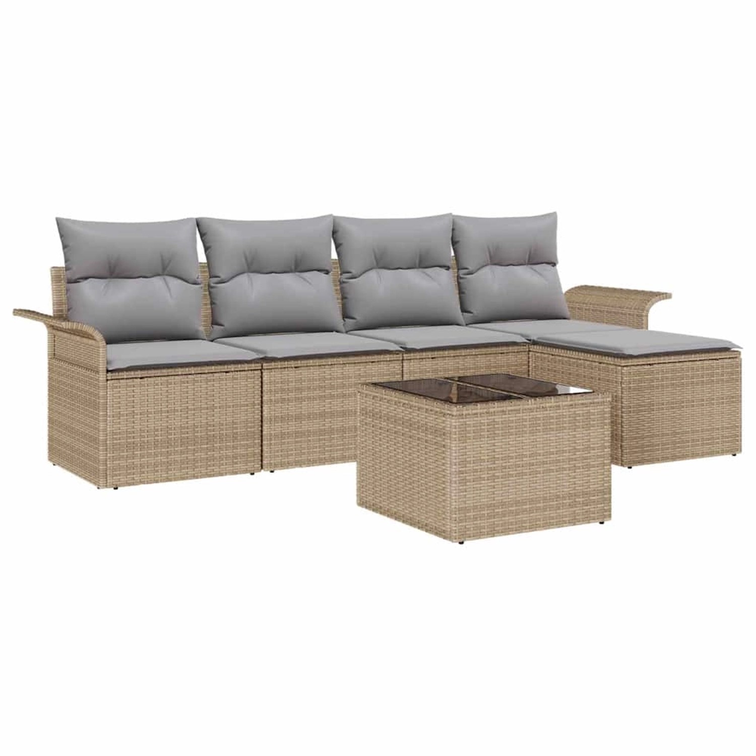 vidaXL Garten-Sofa-Set mit Kissen mit Speicher 6-Tlg Beige Poly Rattan 3353 günstig online kaufen