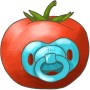 Illustration einer Blu Mini Tomate mit blauem Schnuller. Fruchtgemüse.