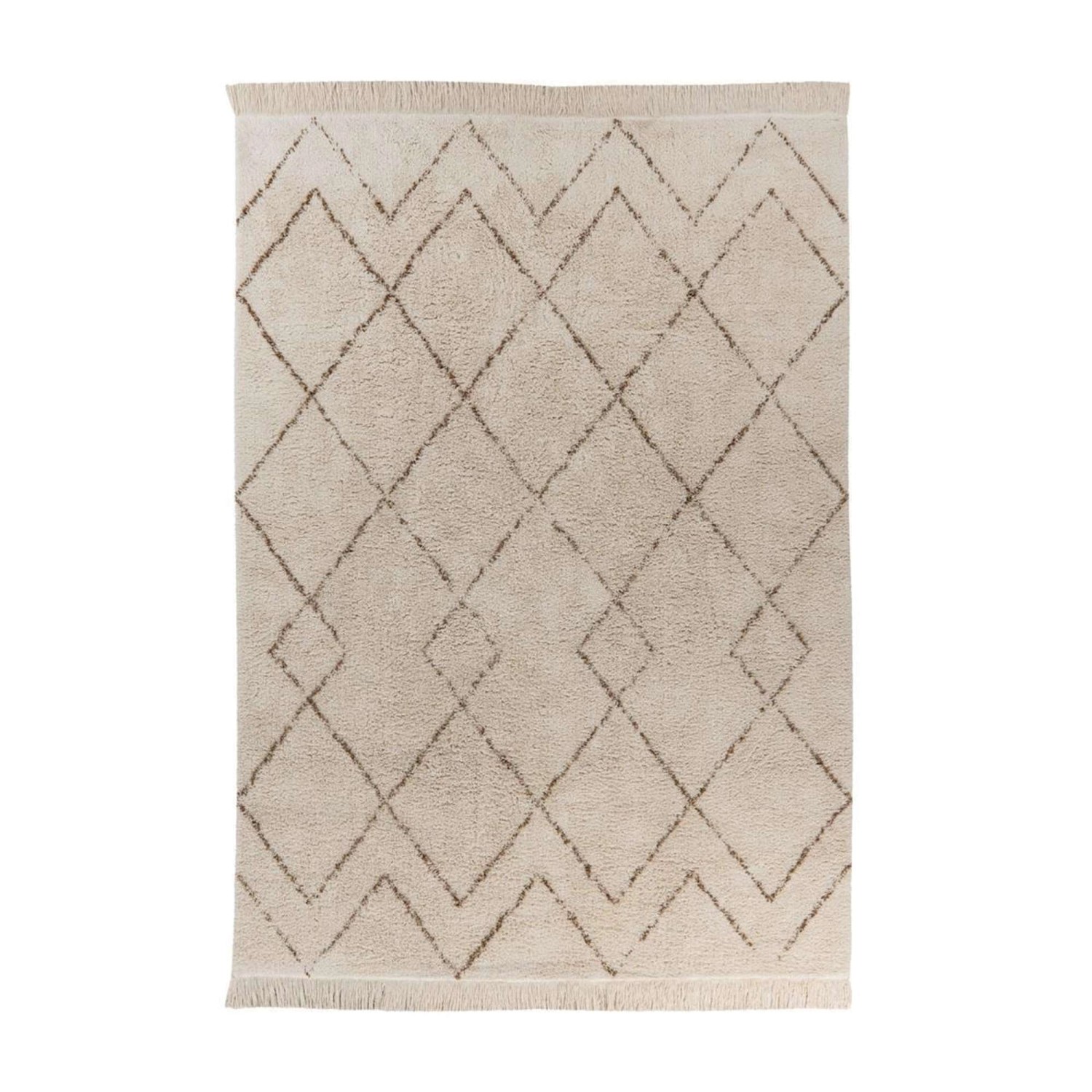 MeGusta Kurzflor Teppich Modern Creme Braun pflegeleicht 200 x 290 cm günstig online kaufen