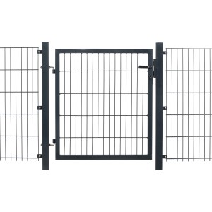 Metallzaun Einzeltor, anthrazit, 100x100 cm, für Doppelstabmatten. Gartentor mit Rahmen und Schloss.