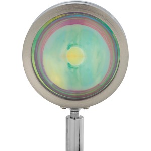 Detailaufnahme: OBI LED Spot Rotello, 4er, Nickel-Matt, mit farbigen Lichteffekten.