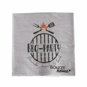 Boltze Servietten-Set BBQ, beige-grau mit Grillmotiv. Papierservietten für die nächste Grillparty.