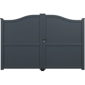 Doppelflügeltor Adaufe in Anthrazit, 306x183 cm, für Haus- und Hofeinfahrten.