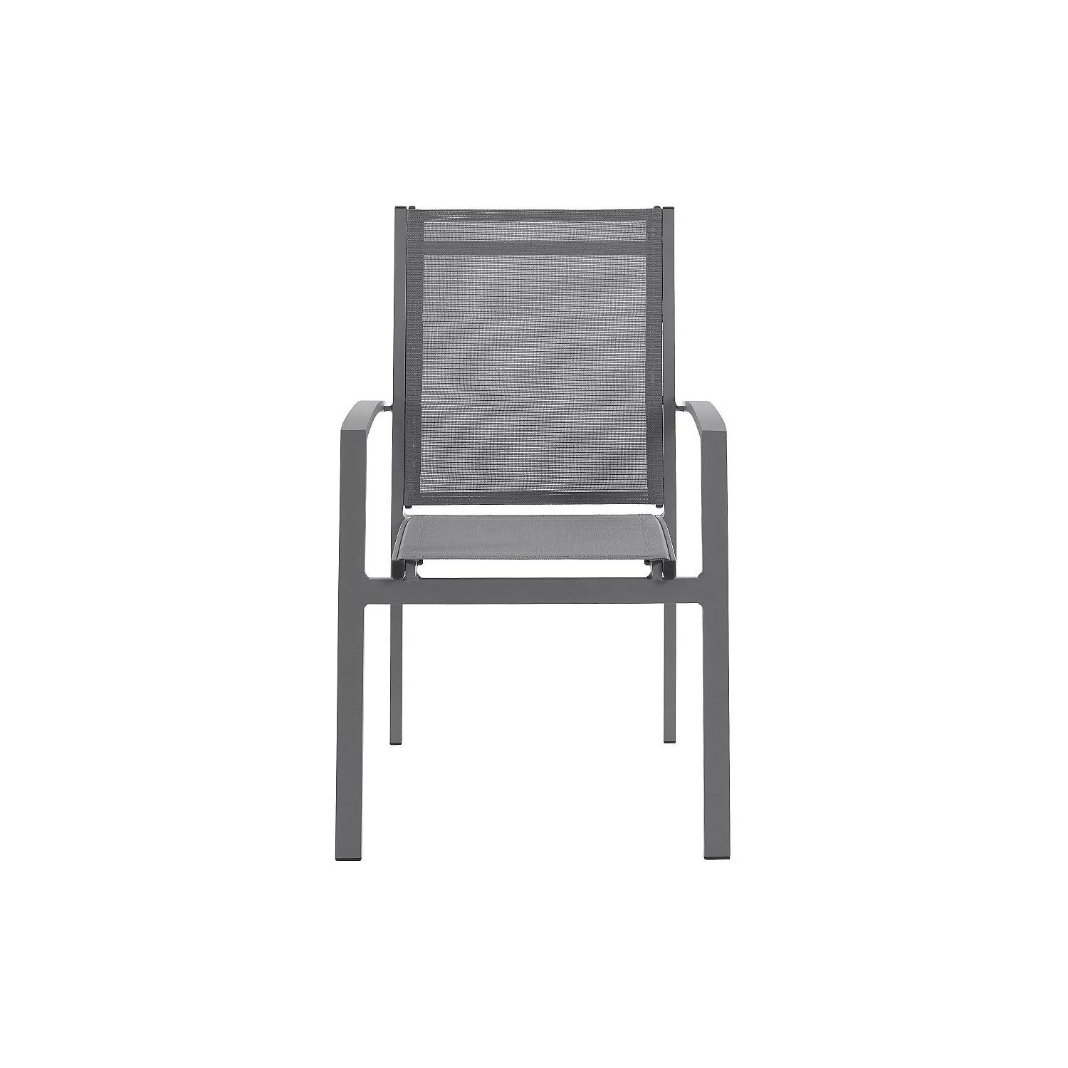 Moderner Gartenstuhl Telto anthrazitgrau aus Aluminium und Textilgewebe, stapelbar.