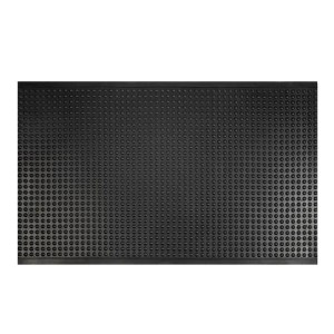 Schwarze KARAT Arbeitsmatte Bubble aus Naturgummi, 90x150 cm, Anti-Ermüdungsmatte mit Noppen.