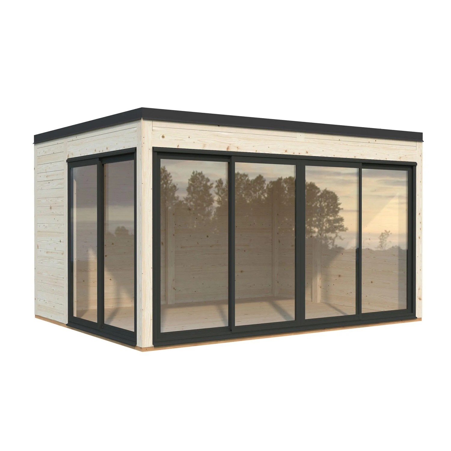 Palmako Holz-Gartenhaus Serena Slide Plus Pultdach Tauchgrundiert