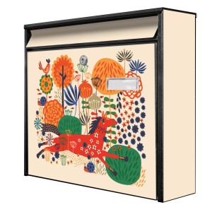 Banjado Briefkasten mit rotem Pferd Motiv. Wandbriefkasten aus Stahl, inkl. Montagematerial und 2 Schlüsseln.