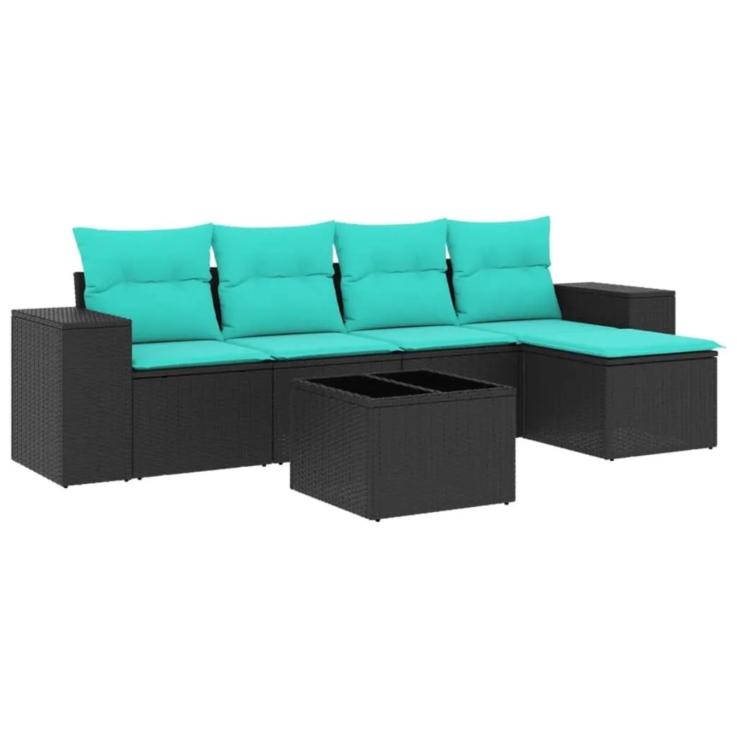 vidaXL 6-Tlg Gartensofa-Set mit Kissen Schwarzes Polyrattan 3222496