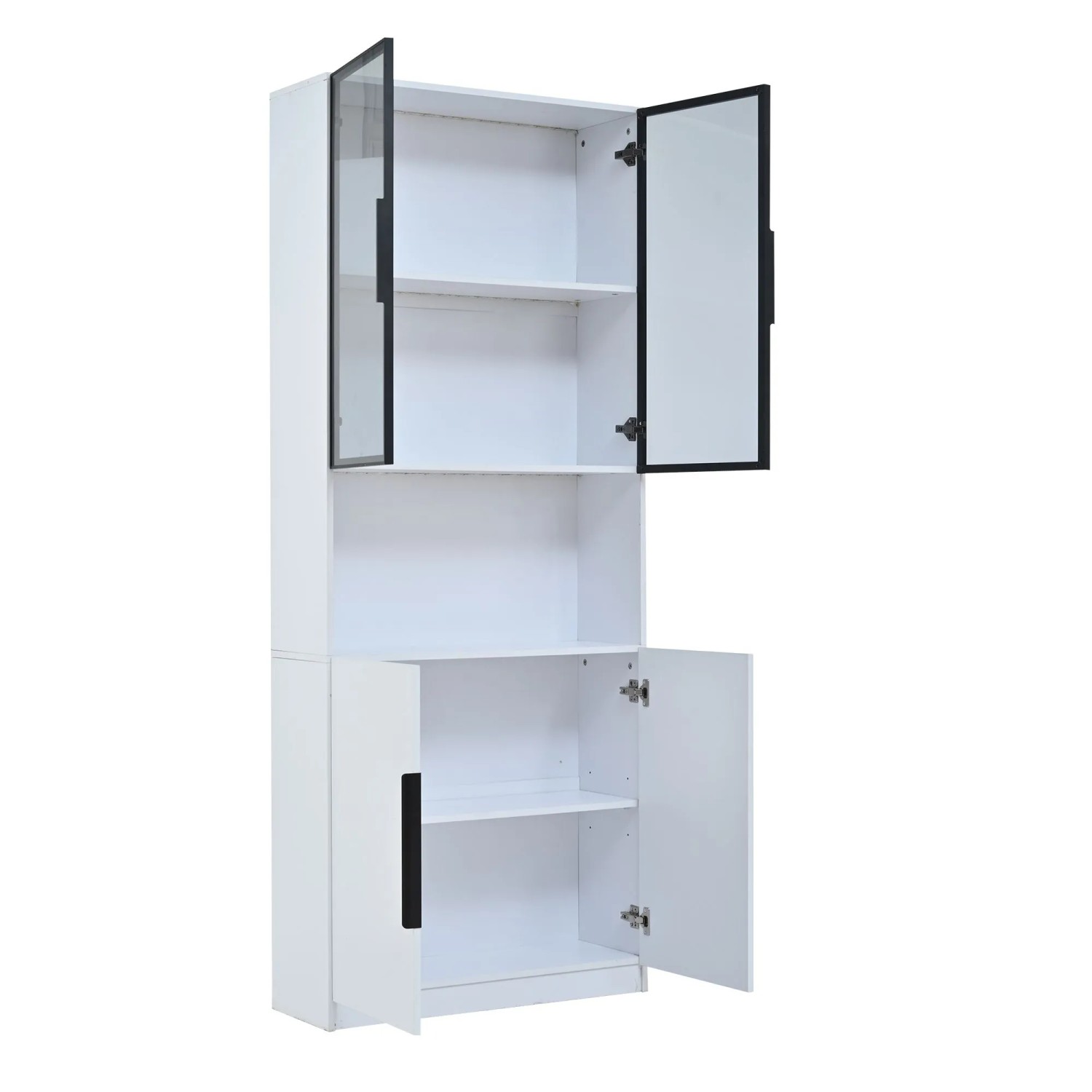 okwish Vitrine mit LED Beleuchtung Wohnzimmer 80x30x200cm Weiß