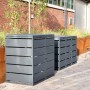 MBOX24 Classic Mülltonnenbox für 3x 120L Tonnen aus anthrazitfarbenem, verzinktem Stahl mit Lamellenoptik.