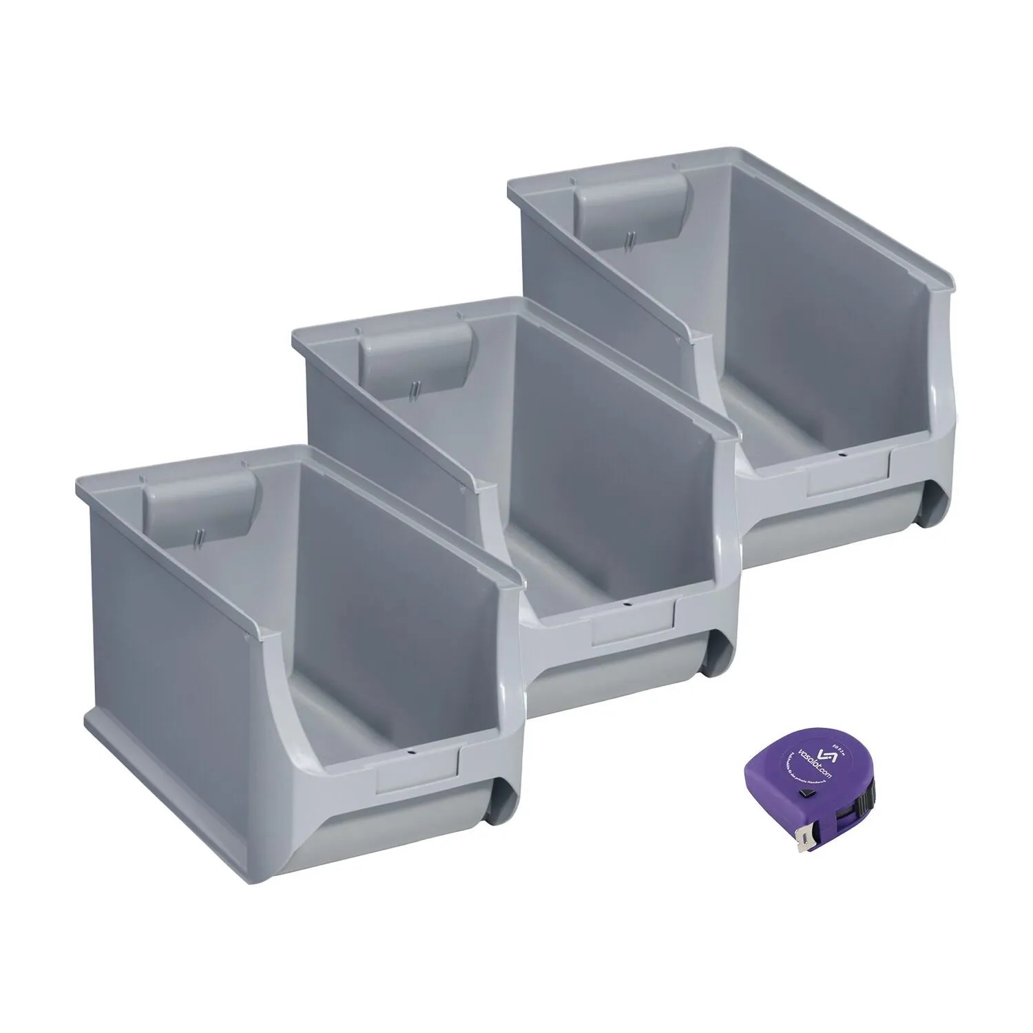 vasalat Set Stapelboxen Größe 4H 355x205x200 mm Grau 3 Stück