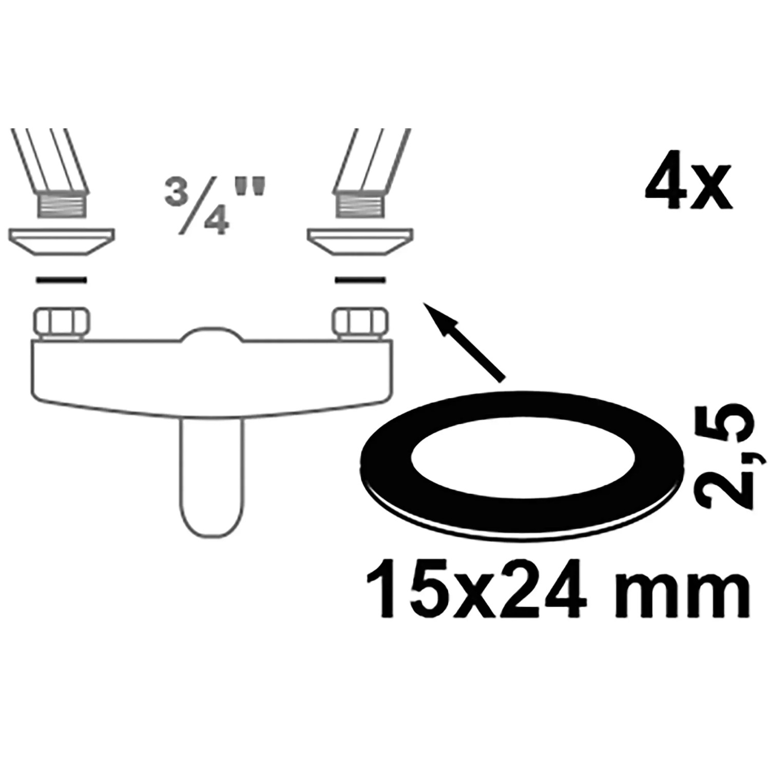 Kirchhoff Vulkanfiber Dichtung, 15x24x2,5mm, rot, 4er-Set für 3/4-Zoll-Verschraubungen.