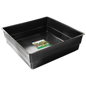 Eckiges, schwarzes Heissner Teichbecken aus PE, 900 l Fassungsvermögen für den Gartenteichbau.