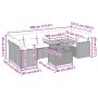 vidaXL 8-tlg. Garten-Sofagarnitur mit Kissen, beige Poly Rattan, Maße siehe Detailzeichnung.