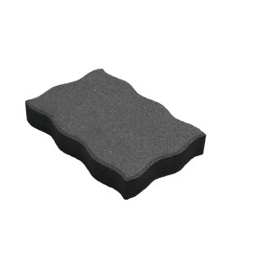 Anthrazit Rasterplatte (30x20x4,5cm) mit gewelltem Rand, geeignet als Terrassen- oder Gehwegplatte.