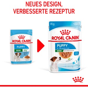 Royal Canin Mini Puppy Nassfutter, 85g Beutel für kleine Hunde, neues Design.