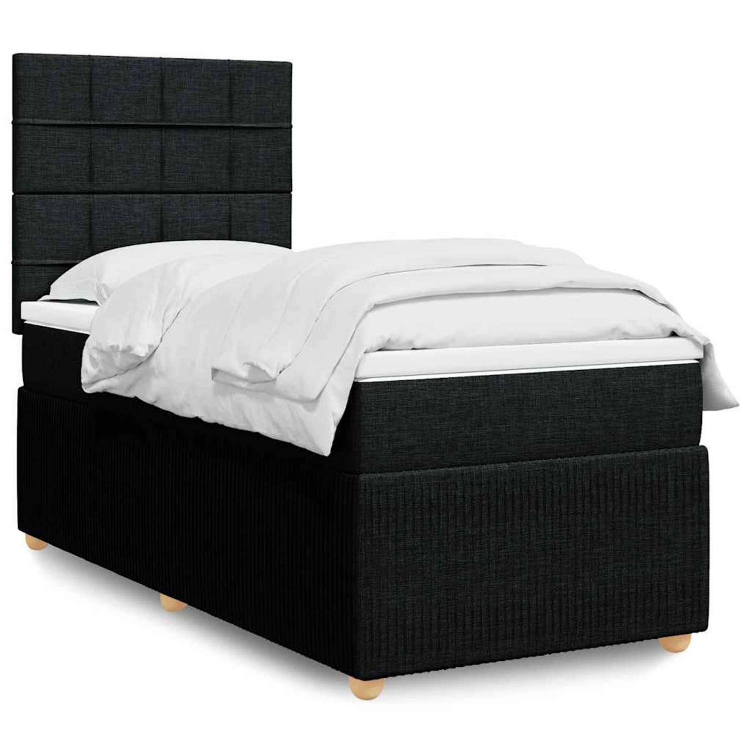 vidaXL Boxspringbett mit Matratze Schwarz 100x200 cm Stoff 3294269