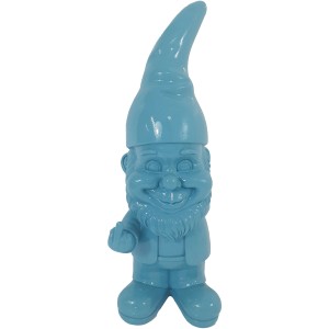 Blauer Gartenzwerg mit Stinkefinger, 38 cm hoch, aus Polyresin.