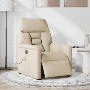 vidaXL Massagesessel Elektrisch Creme Stoff 3303030