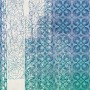 Komar Vlies Fototapete Art Nouveau Bleu, florales Muster in Blau- und Grüntönen, 250x280 cm.