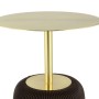 Eleganter, runder Beistelltisch „MeGusta Zeno“ in Braun mit goldfarbenem Gestell, Ø 40x55 cm.