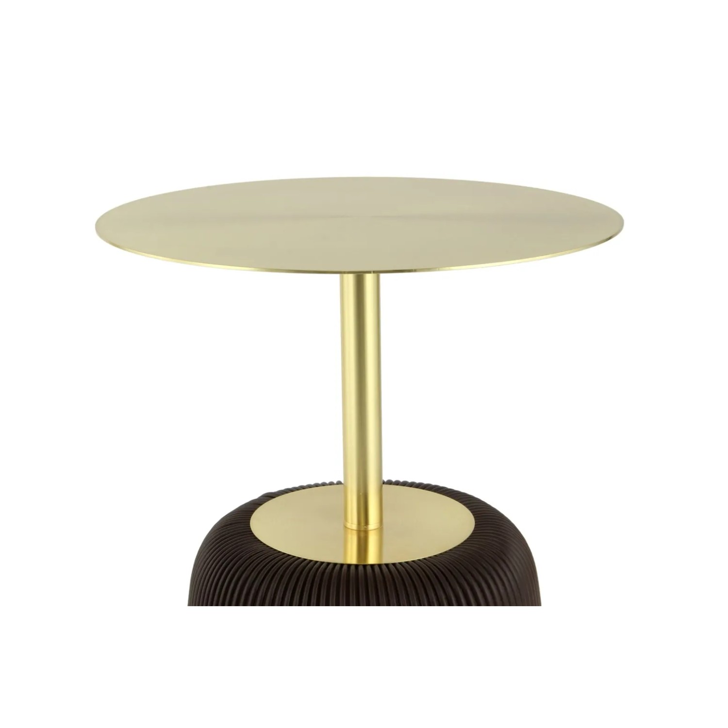 Eleganter, runder Beistelltisch „MeGusta Zeno“ in Braun mit goldfarbenem Gestell, Ø 40x55 cm.
