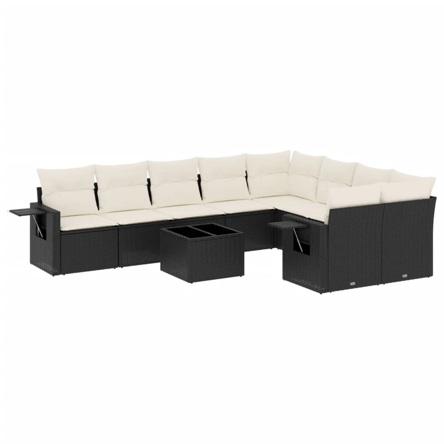 vidaXL 10-Tlg Garten-Sofagarnitur mit Kissen Schwarz Poly Rattan 3252983 günstig online kaufen