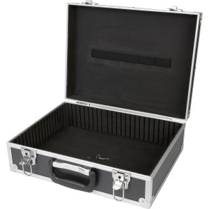 Offener LUX Werkzeugkoffer AKW 130 mit Aluminiumrahmen und Werkzeughalterung.