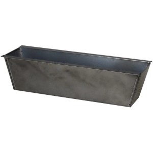 Schwarzer Blumenkasten aus Zink zum Einhängen in Paletten, 38x13x9,5 cm.