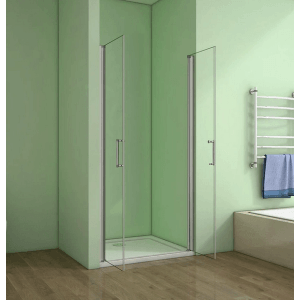 Duschparadies Nischentür 90x185cm mit Schwingtür aus ESG Sicherheitsglas, mattgrauer Rahmen.