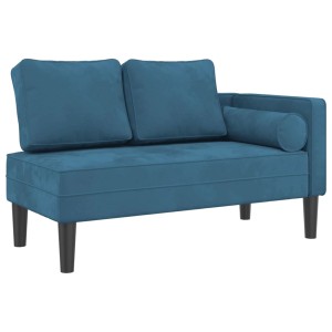 Blaue Samt Chaiselongue von vidaXL mit Kissen für entspannte Stunden.