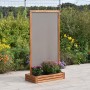Merxx Sichtschutz aus Akazie mit Textilbespannung und Pflanzkasten für Garten & Terrasse.