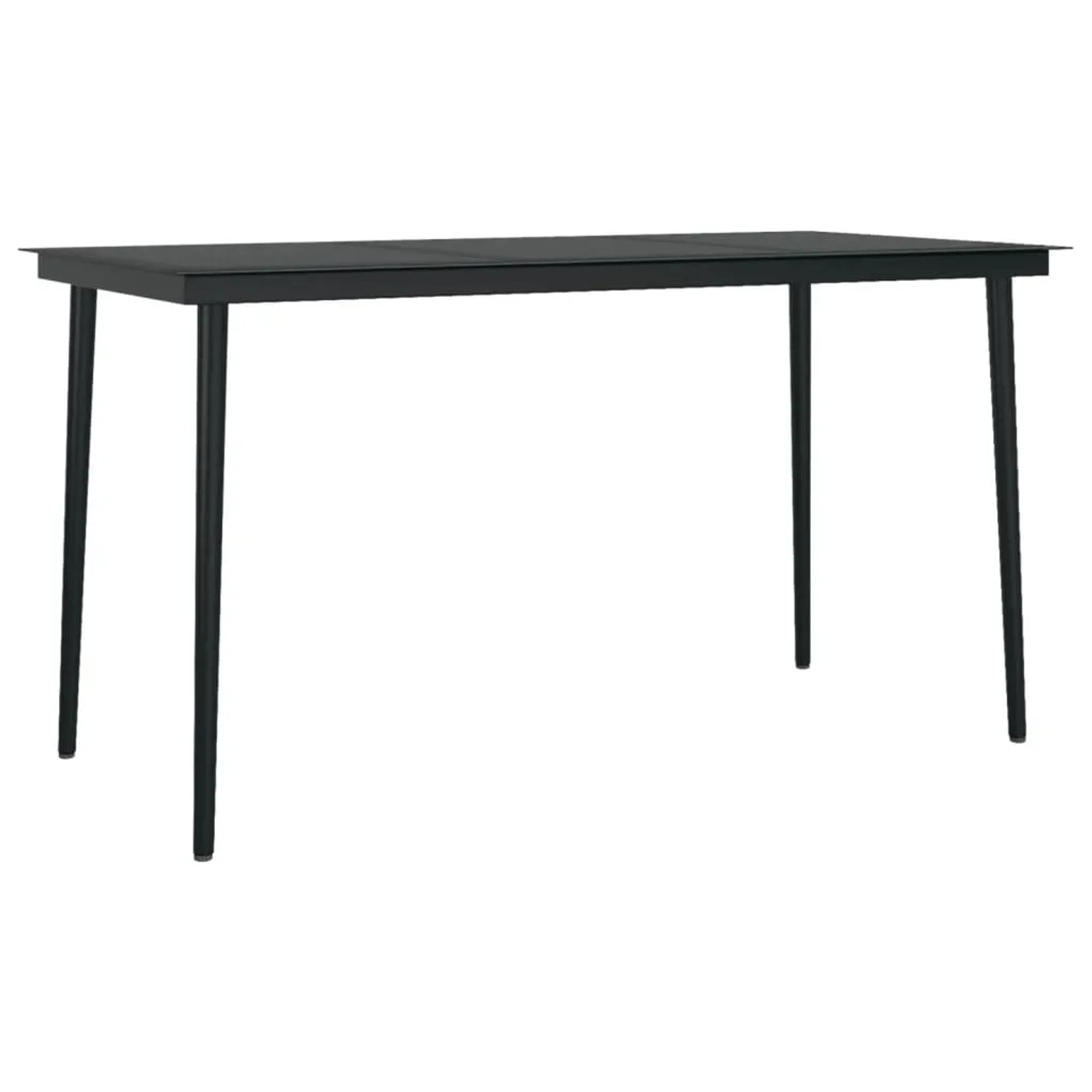vidaXL Garten-Essgruppe, 5-teilig, grau, Poly Rattan, mit schwarzem Tisch und Stühlen.