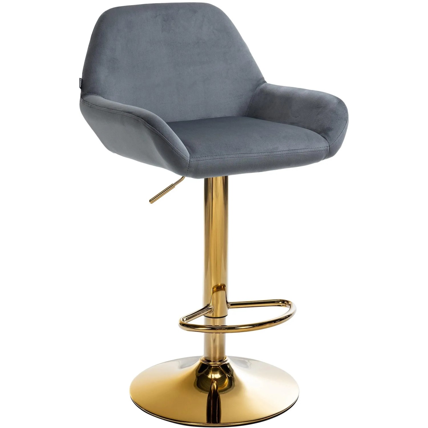 CLP Barhocker Braga Gold Samt Dunkelgrau