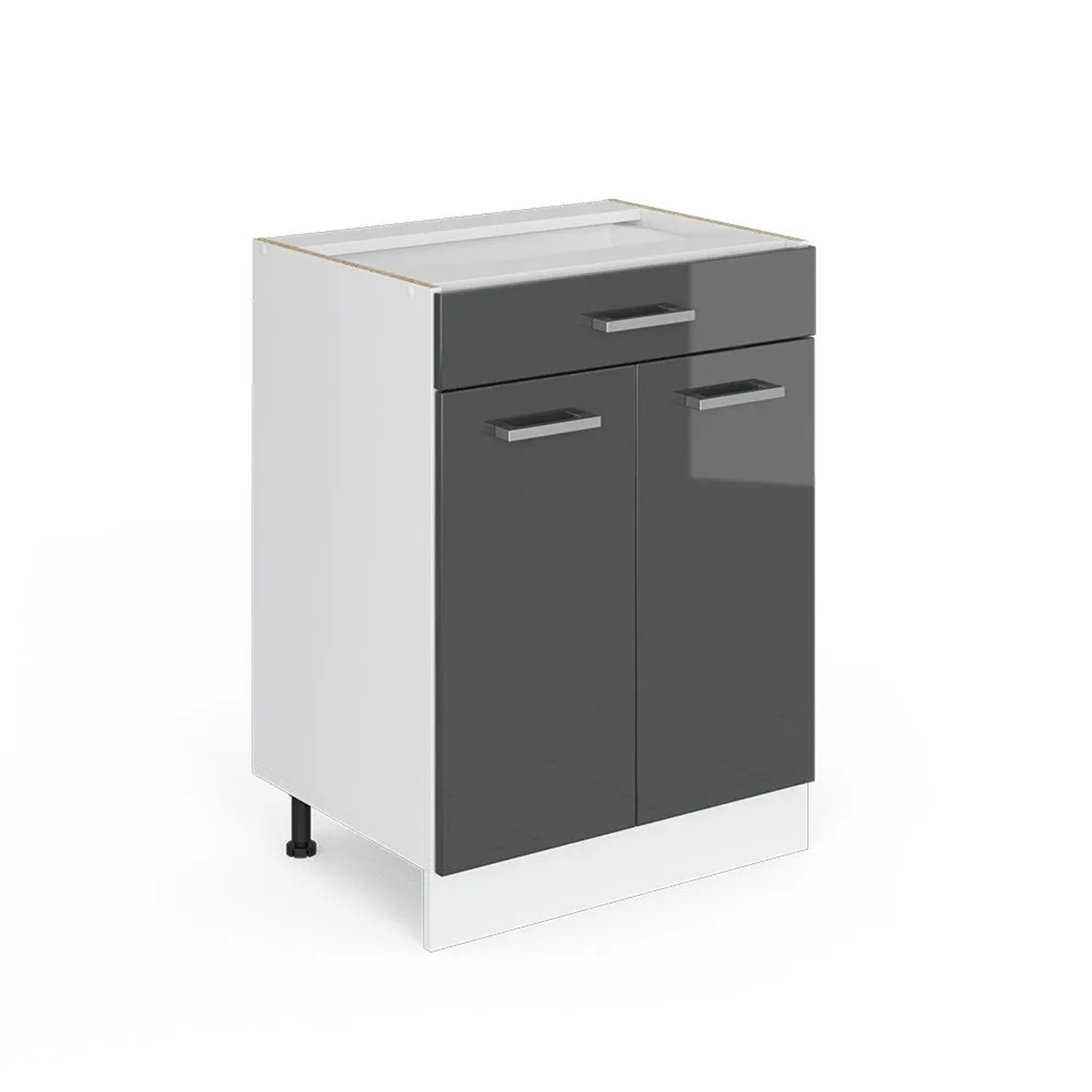 Vicco Küchenunterschrank R-Line Anthrazit Hochglanz Weiß 60 cm mit Schublade ohne Arbeitsplatte