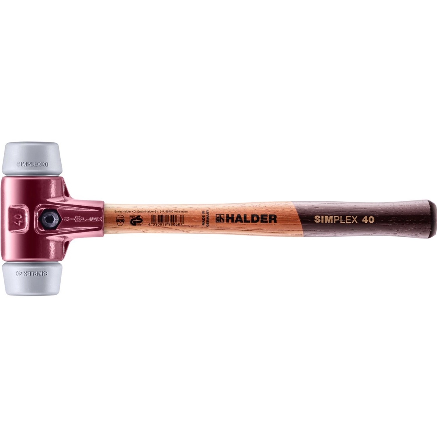 Halder Simplex Schonhammer Ø 40 mm TPE-mid Grau mit Tempergussgehäuse günstig online kaufen